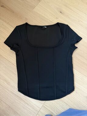 Classic Black Scoop Neck Women's Top